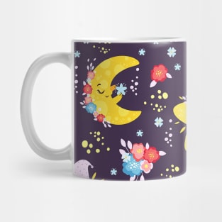 Cute Moon and Stars in Galaxy Pattern Artwork Mug